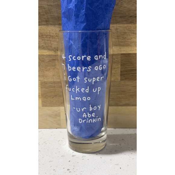 Ur Boy Abe Drinkin' [16oz Willi] - Permanent Hangover Beer Glass - Picture 2 of 2